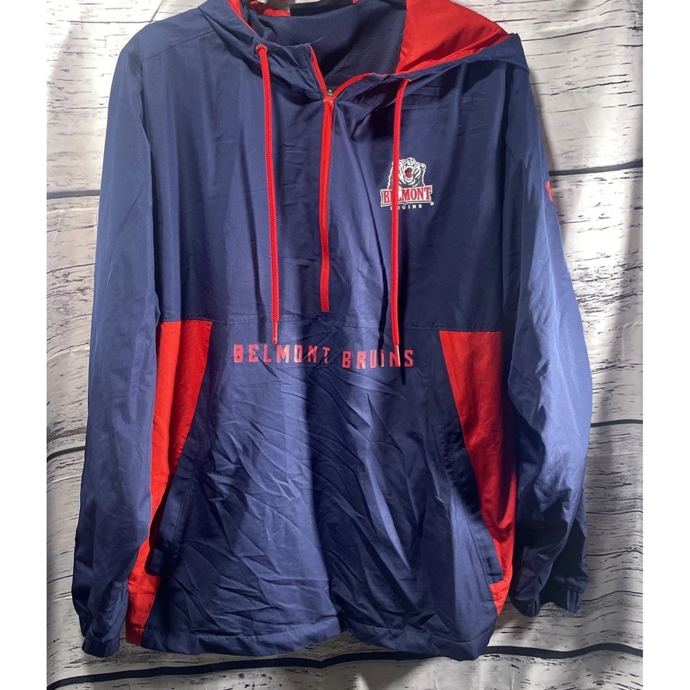 Under Armour Belmont Bruins Jacket Mens L Blue & Red Long Sleeve Windbreaker